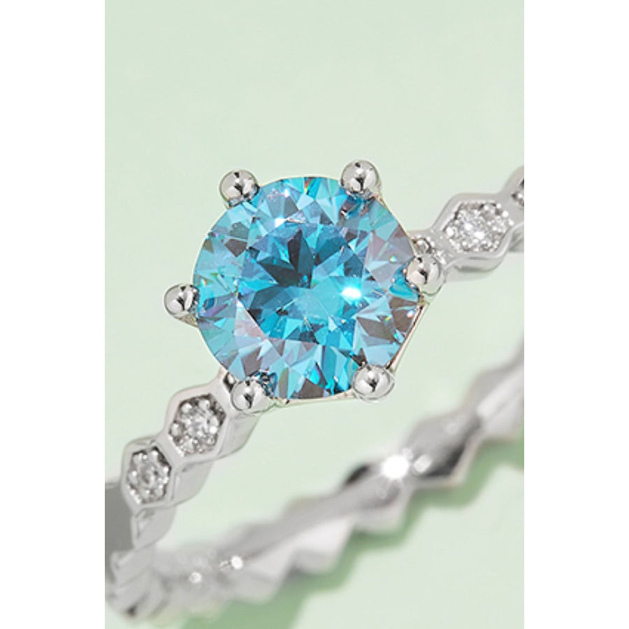 1 Carat Moissanite 6-Prong 925 Sterling Silver Ring Sky Blue / 4.5