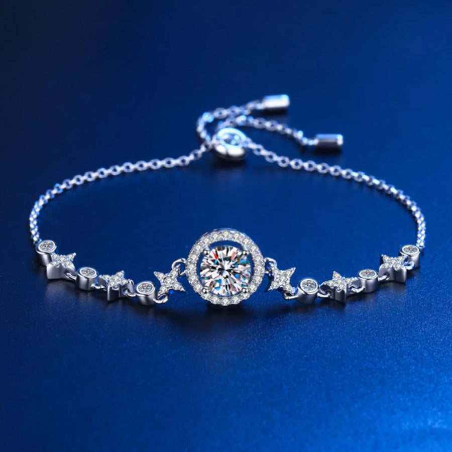 1 Carat Moissanite 925 Sterling Silver Bracelet Silver / One Size Apparel and Accessories