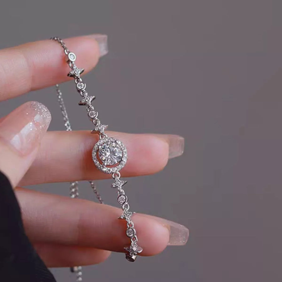 1 Carat Moissanite 925 Sterling Silver Bracelet Silver / One Size Apparel and Accessories