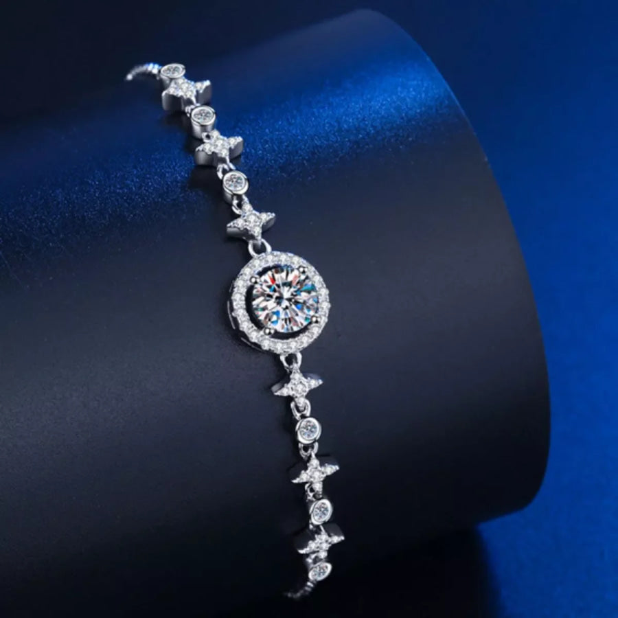 1 Carat Moissanite 925 Sterling Silver Bracelet Silver / One Size Apparel and Accessories