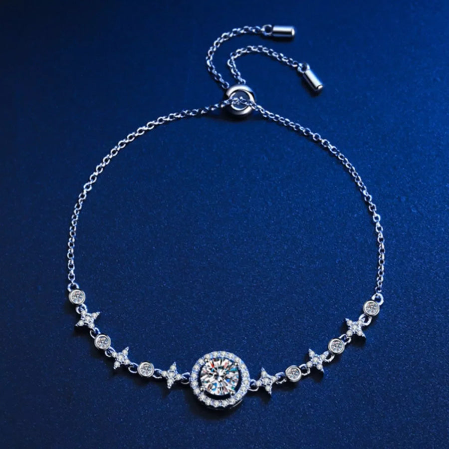 1 Carat Moissanite 925 Sterling Silver Bracelet Silver / One Size Apparel and Accessories