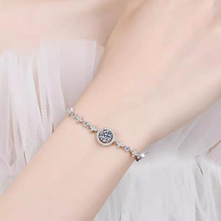 1 Carat Moissanite 925 Sterling Silver Bracelet Silver / One Size Apparel and Accessories