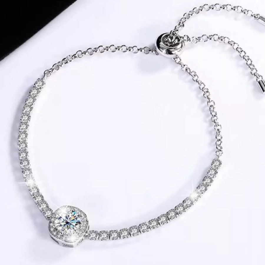 1 Carat Moissanite 925 Sterling Silver Chain Bracelet Silver / One Size Apparel and Accessories