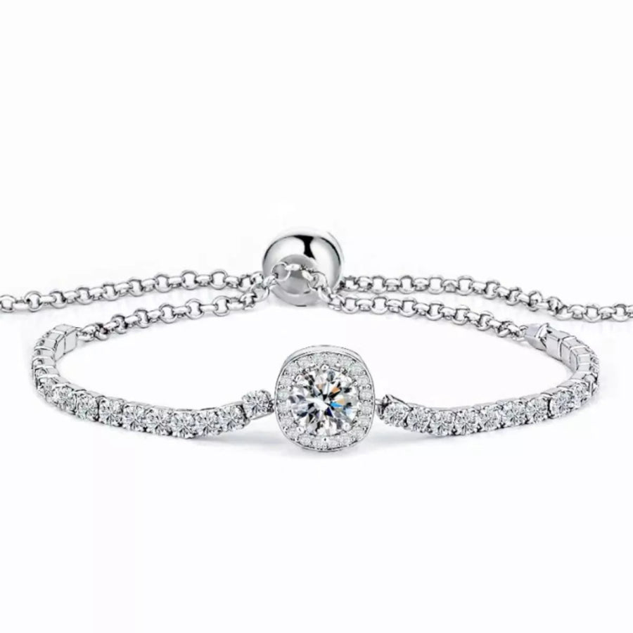 1 Carat Moissanite 925 Sterling Silver Chain Bracelet Silver / One Size Apparel and Accessories