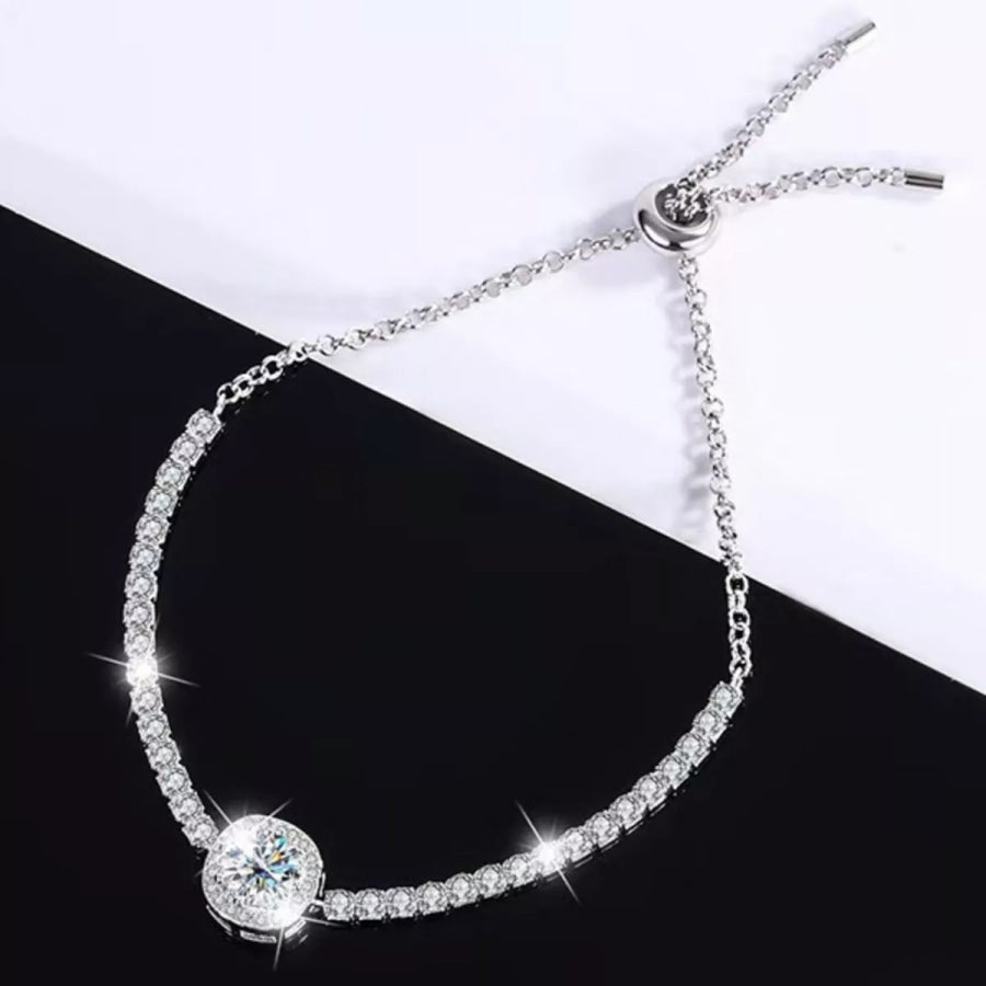 1 Carat Moissanite 925 Sterling Silver Chain Bracelet Silver / One Size Apparel and Accessories