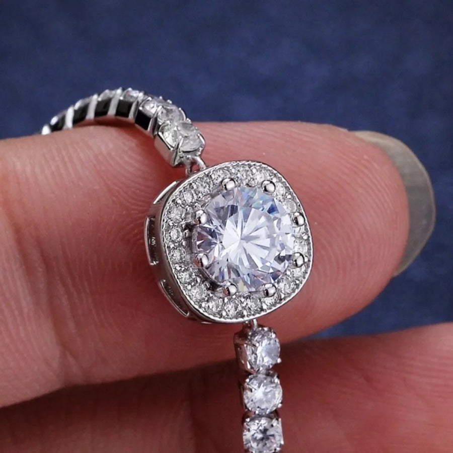 1 Carat Moissanite 925 Sterling Silver Chain Bracelet Silver / One Size Apparel and Accessories
