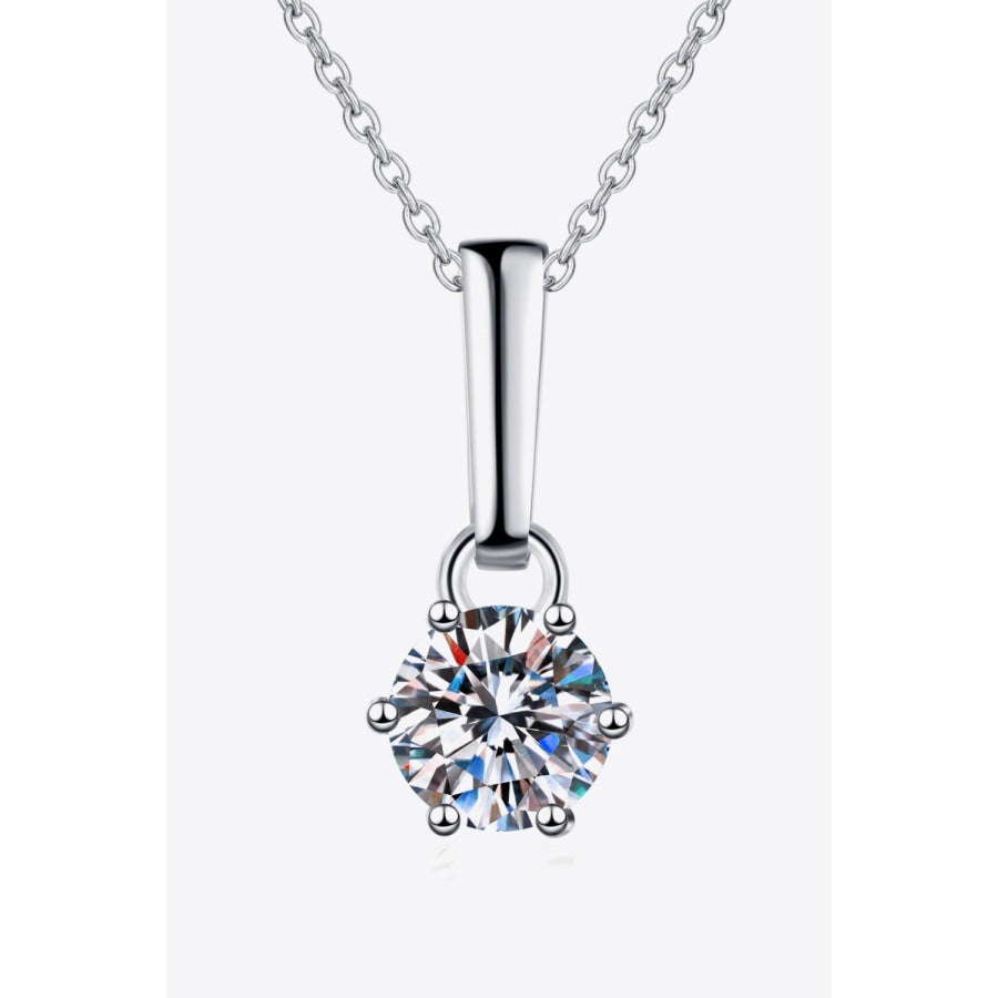 1 Carat Moissanite 925 Sterling Silver Chain-Link Necklace Silver / One Size