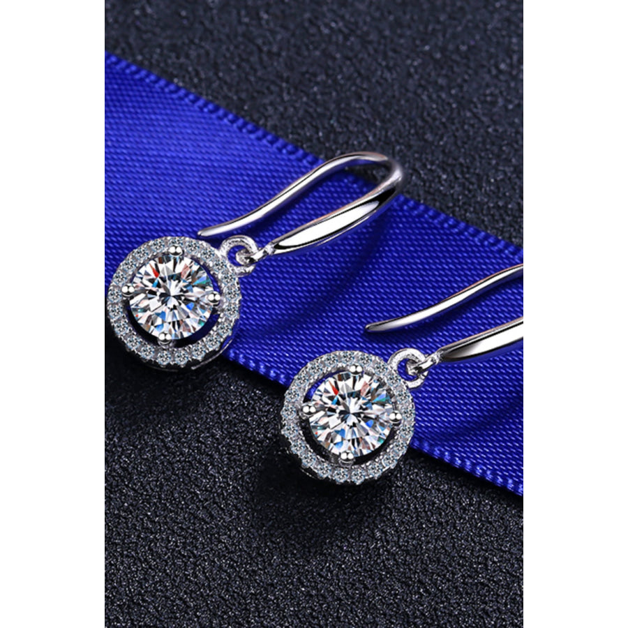 1 Carat Moissanite 925 Sterling Silver Drop Earrings Silver / One Size Apparel and Accessories