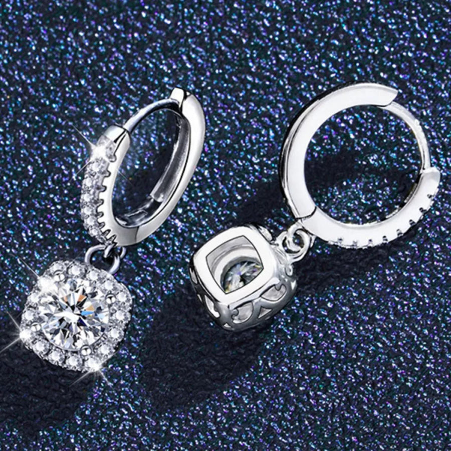 1 Carat Moissanite 925 Sterling Silver Drop Earrings Silver / One Size Apparel and Accessories