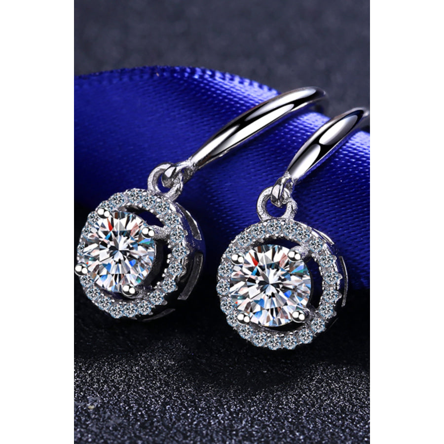 1 Carat Moissanite 925 Sterling Silver Drop Earrings Silver / One Size Apparel and Accessories