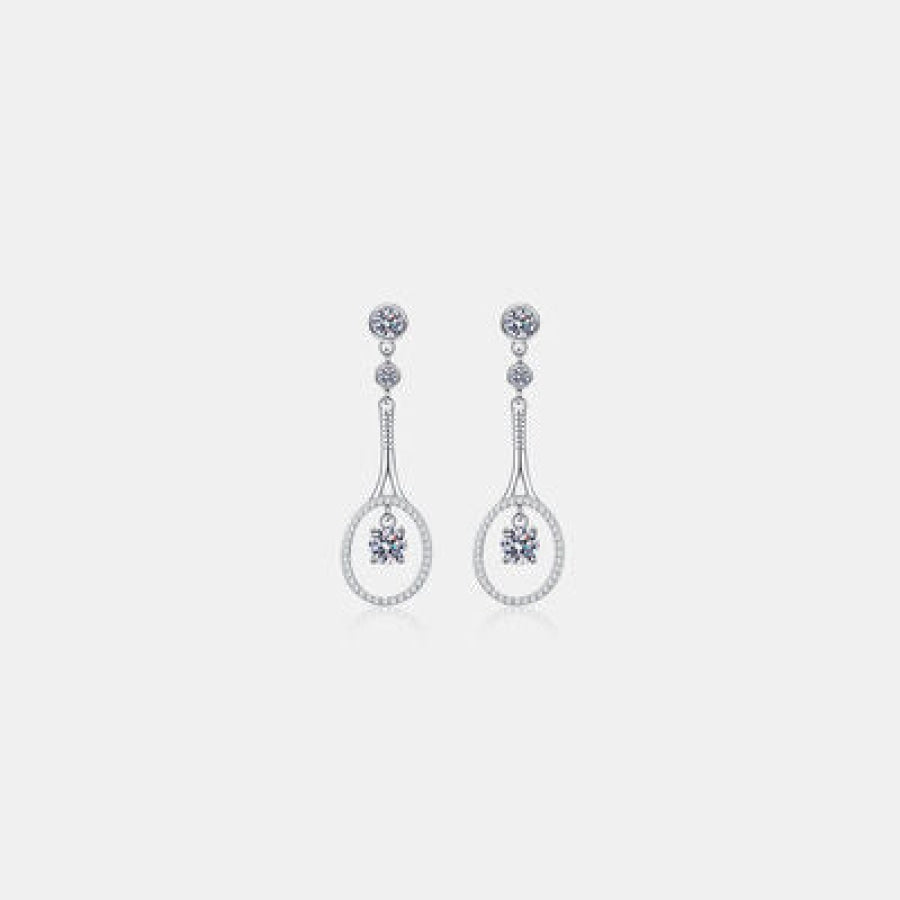 1 Carat Moissanite 925 Sterling Silver Drop Earrings Silver / One Size Apparel and Accessories