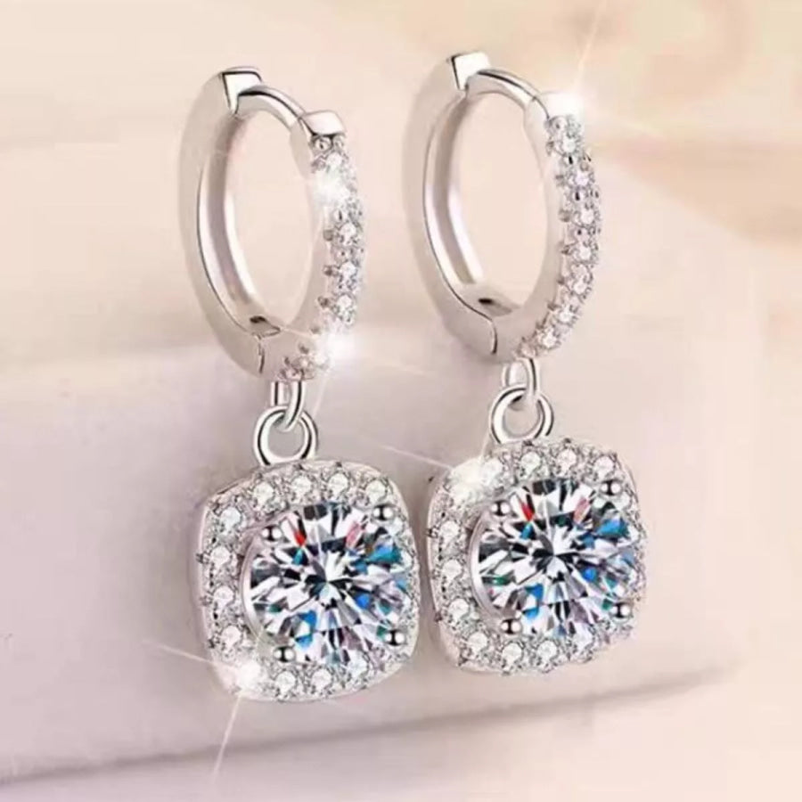 1 Carat Moissanite 925 Sterling Silver Drop Earrings Silver / One Size Apparel and Accessories