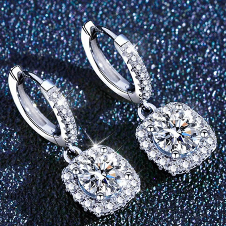 1 Carat Moissanite 925 Sterling Silver Drop Earrings Silver / One Size Apparel and Accessories