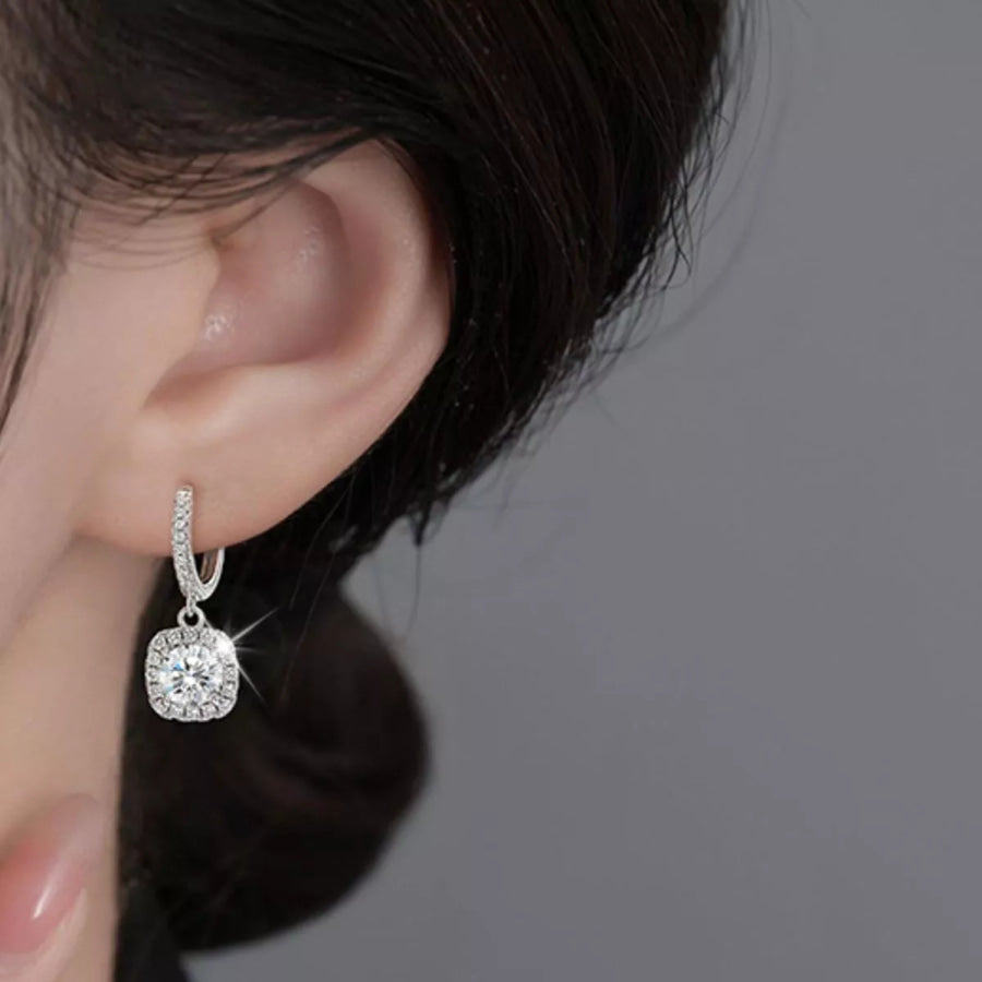 1 Carat Moissanite 925 Sterling Silver Drop Earrings Silver / One Size Apparel and Accessories
