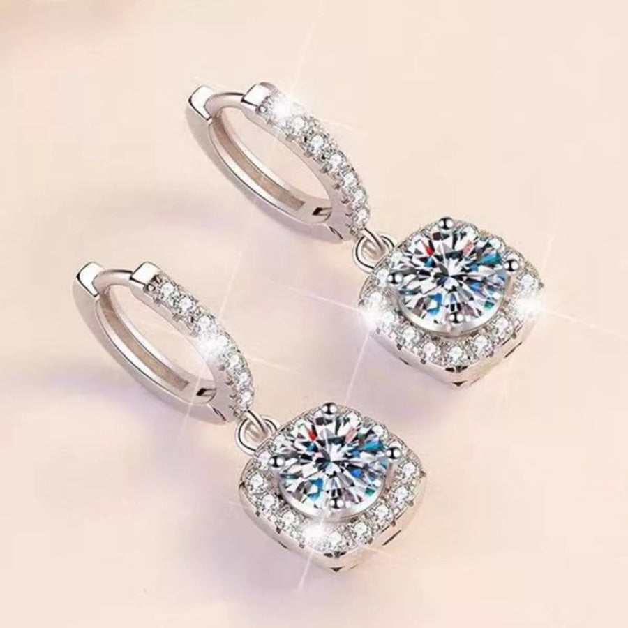1 Carat Moissanite 925 Sterling Silver Drop Earrings Silver / One Size Apparel and Accessories