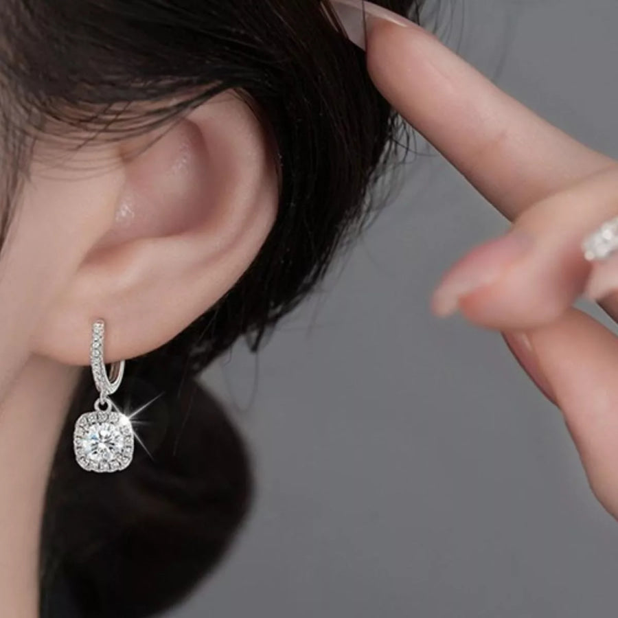 1 Carat Moissanite 925 Sterling Silver Drop Earrings Silver / One Size Apparel and Accessories