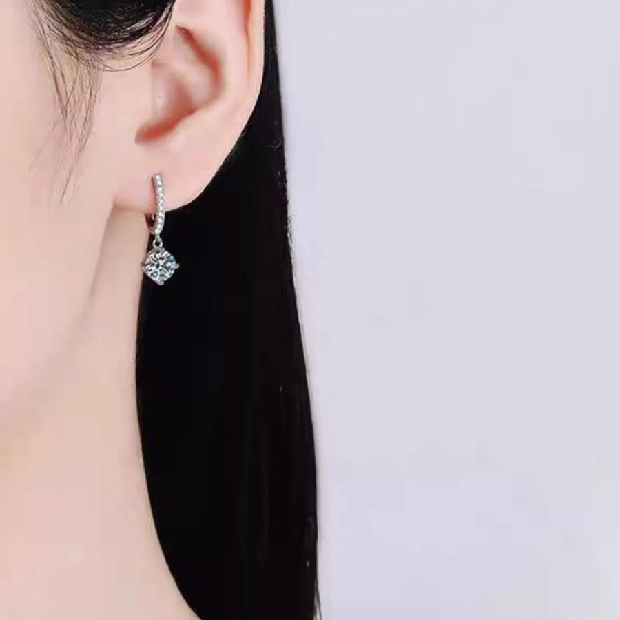 1 Carat Moissanite 925 Sterling Silver Drop Earrings Silver / onesize Apparel and Accessories