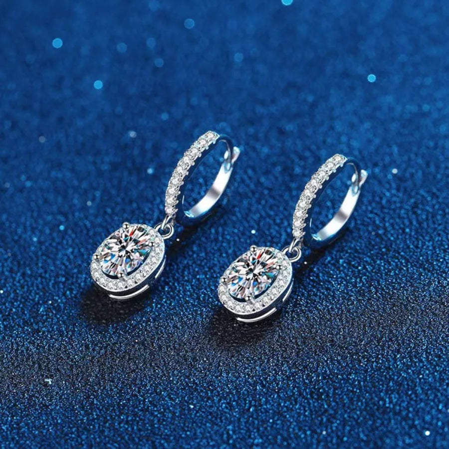 1 Carat Moissanite 925 Sterling Silver Drop Earrings Silver / onesize Apparel and Accessories