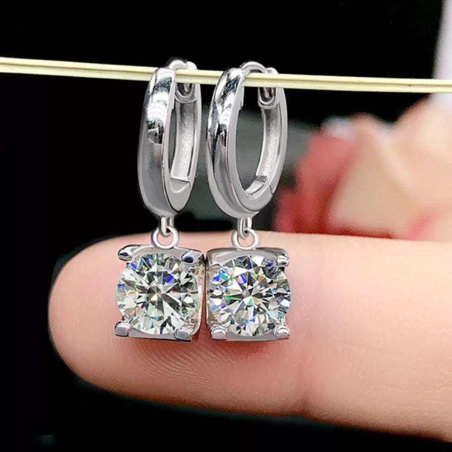 1 Carat Moissanite 925 Sterling Silver Drop Earrings Silver / onesize Apparel and Accessories