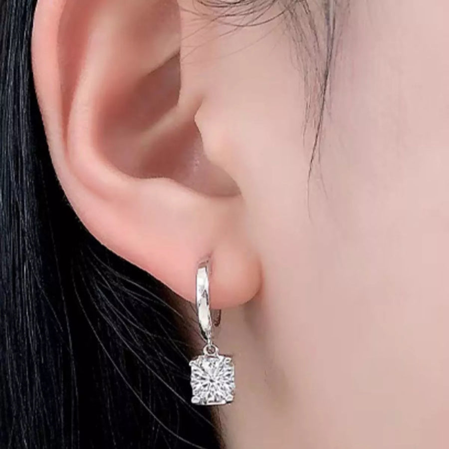 1 Carat Moissanite 925 Sterling Silver Drop Earrings Silver / onesize Apparel and Accessories