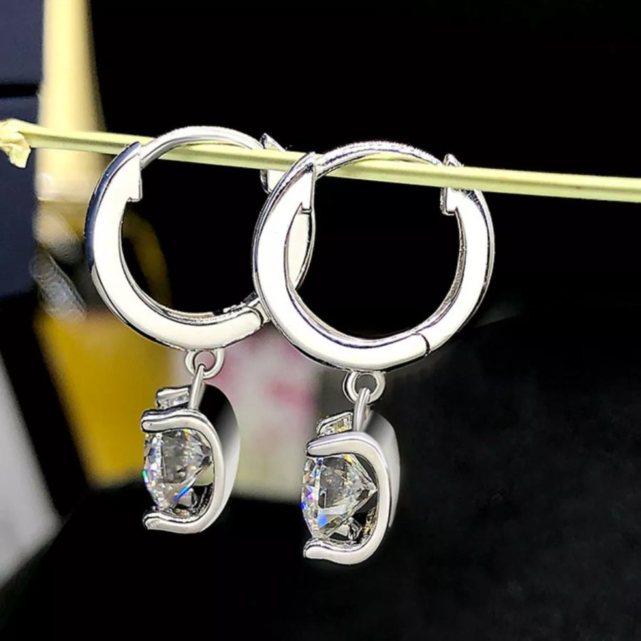 1 Carat Moissanite 925 Sterling Silver Drop Earrings Silver / onesize Apparel and Accessories