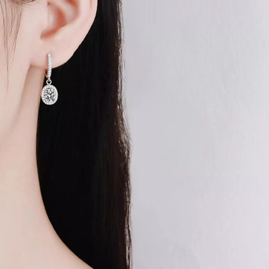 1 Carat Moissanite 925 Sterling Silver Drop Earrings Silver / onesize Apparel and Accessories