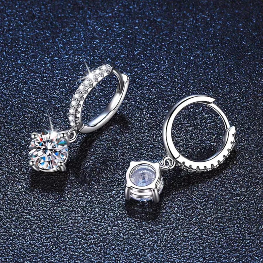 1 Carat Moissanite 925 Sterling Silver Drop Earrings Silver / onesize Apparel and Accessories