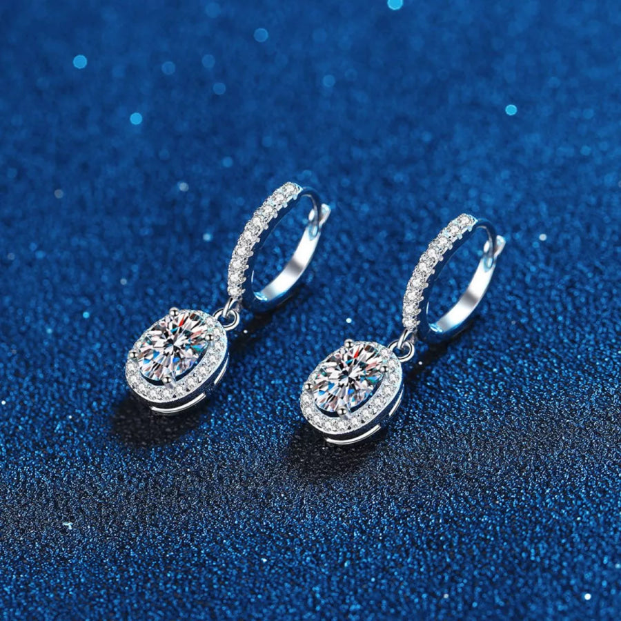 1 Carat Moissanite 925 Sterling Silver Drop Earrings Silver / onesize Apparel and Accessories