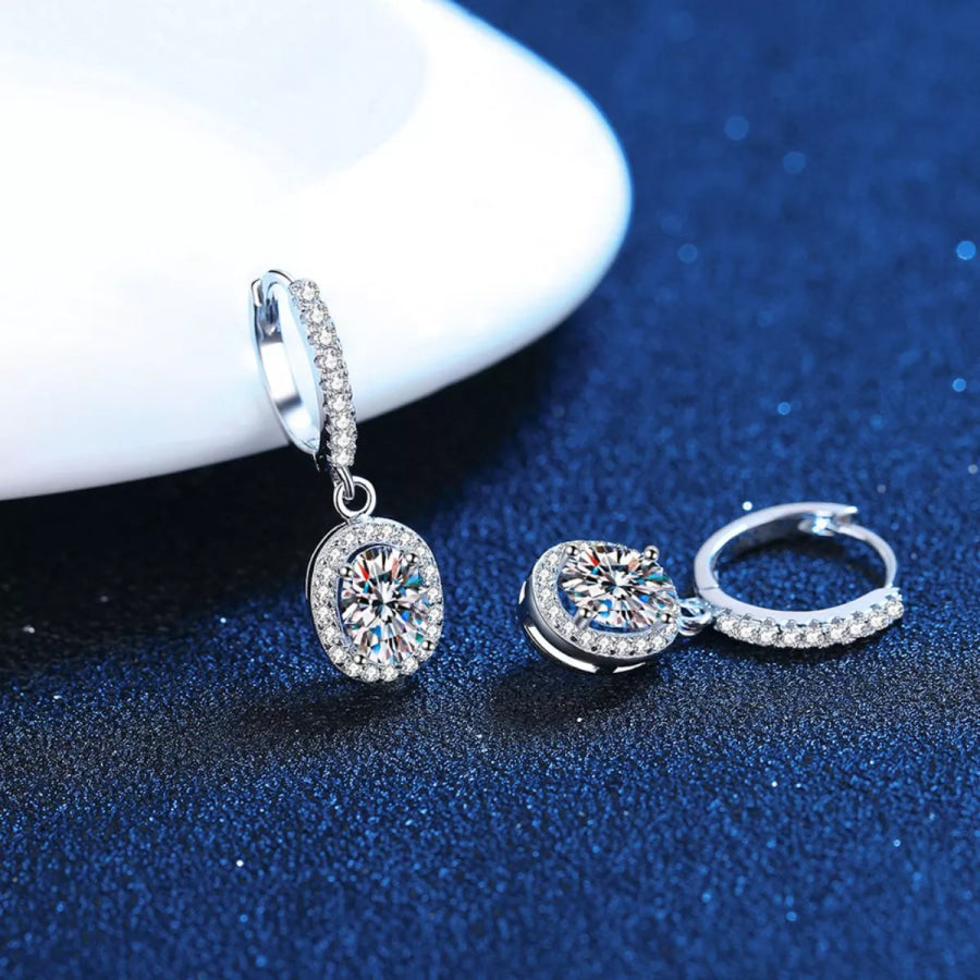 1 Carat Moissanite 925 Sterling Silver Drop Earrings Silver / onesize Apparel and Accessories