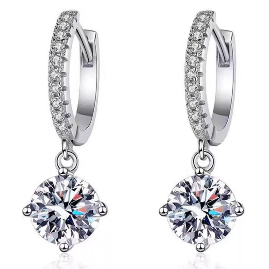 1 Carat Moissanite 925 Sterling Silver Drop Earrings Silver / onesize Apparel and Accessories