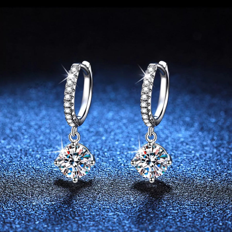 1 Carat Moissanite 925 Sterling Silver Drop Earrings Silver / onesize Apparel and Accessories