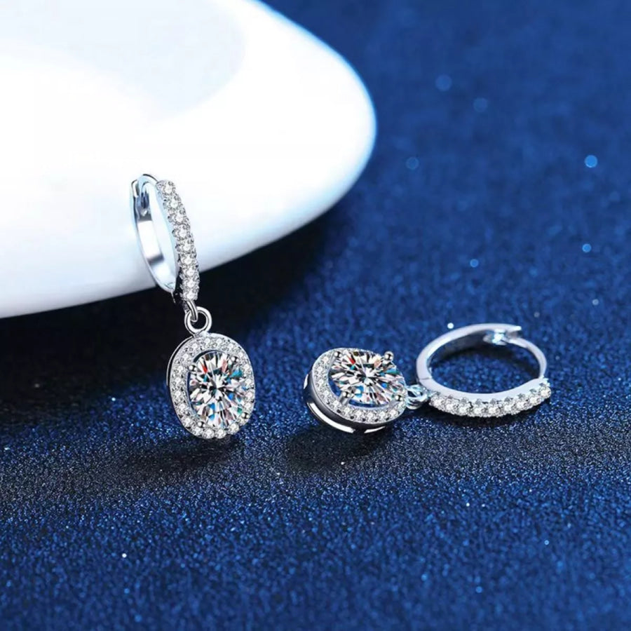 1 Carat Moissanite 925 Sterling Silver Drop Earrings Silver / onesize Apparel and Accessories