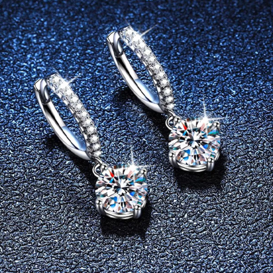 1 Carat Moissanite 925 Sterling Silver Drop Earrings Silver / onesize Apparel and Accessories