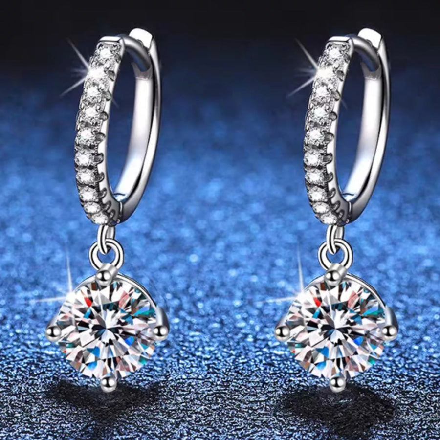 1 Carat Moissanite 925 Sterling Silver Drop Earrings Silver / onesize Apparel and Accessories