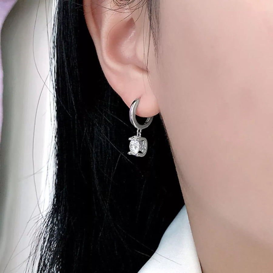 1 Carat Moissanite 925 Sterling Silver Drop Earrings Silver / onesize Apparel and Accessories