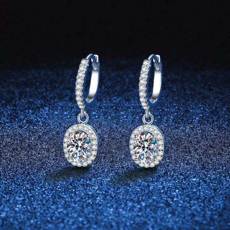 1 Carat Moissanite 925 Sterling Silver Drop Earrings Silver / onesize Apparel and Accessories