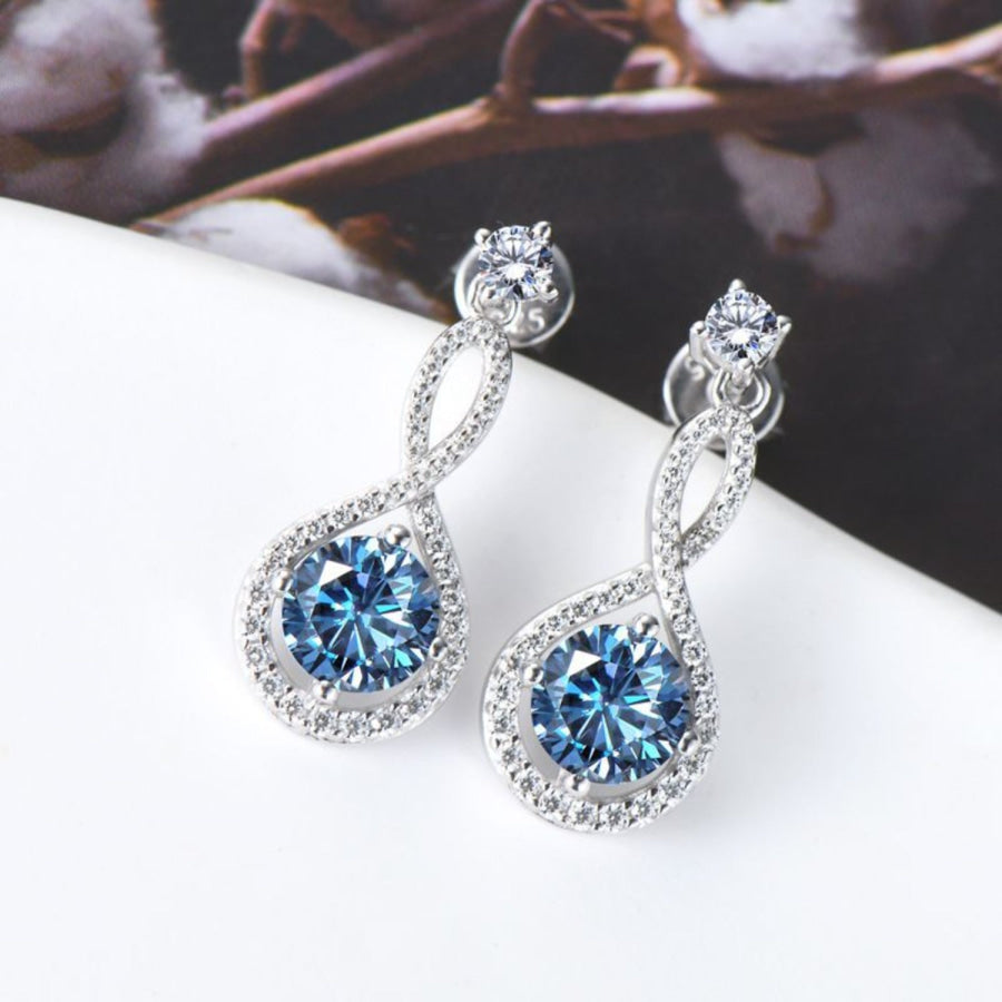 1 Carat Moissanite 925 Sterling Silver Earrings Royal Blue / One Size Apparel and Accessories
