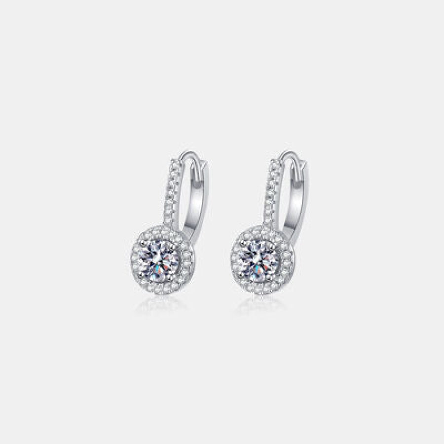 1 Carat Moissanite 925 Sterling Silver Earrings Silver / One Size Apparel and Accessories