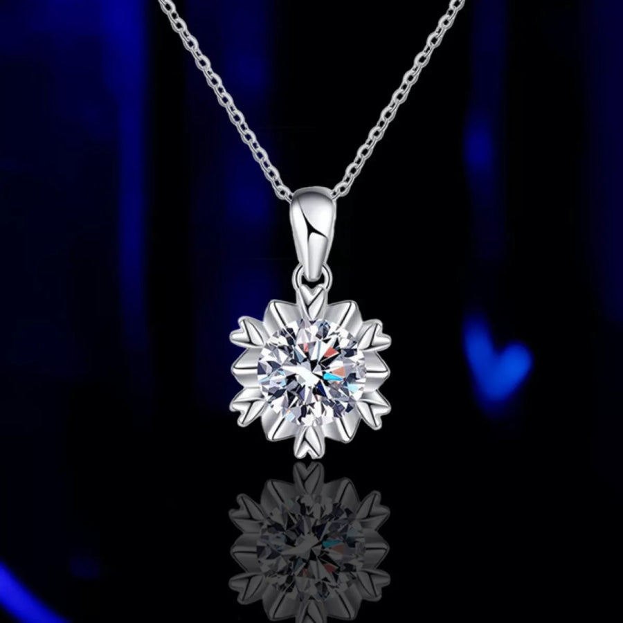 1 Carat Moissanite 925 Sterling Silver Flower Necklace Silver / One Size Apparel and Accessories