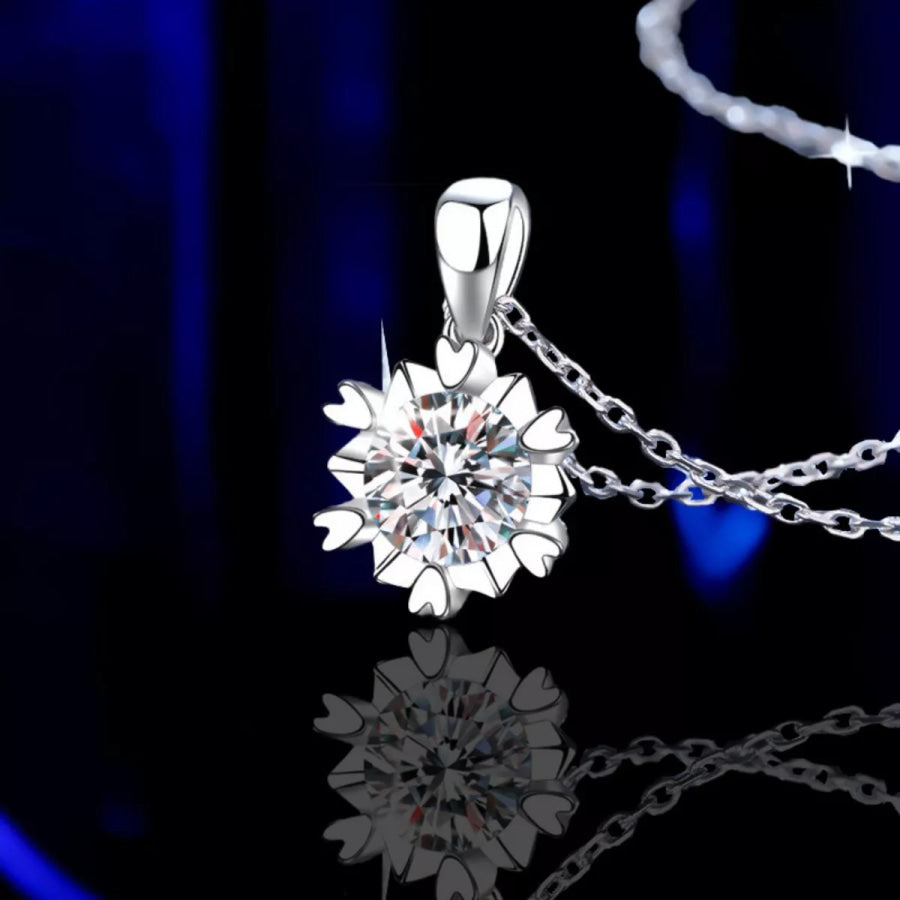 1 Carat Moissanite 925 Sterling Silver Flower Necklace Silver / One Size Apparel and Accessories