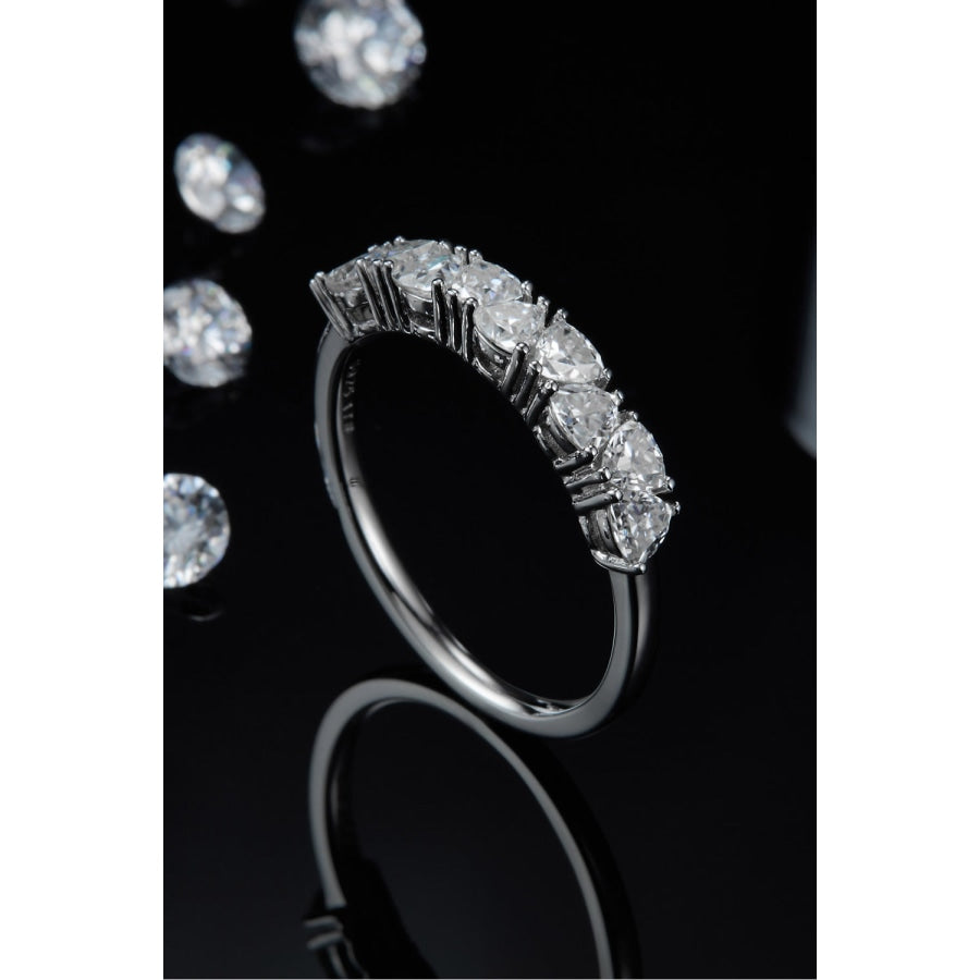 1 Carat Moissanite 925 Sterling Silver Half-Eternity Ring Silver / 4.5