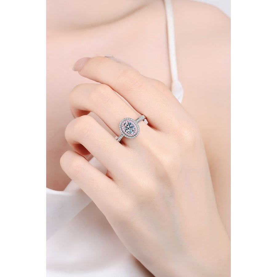 1 Carat Moissanite 925 Sterling Silver Halo Ring