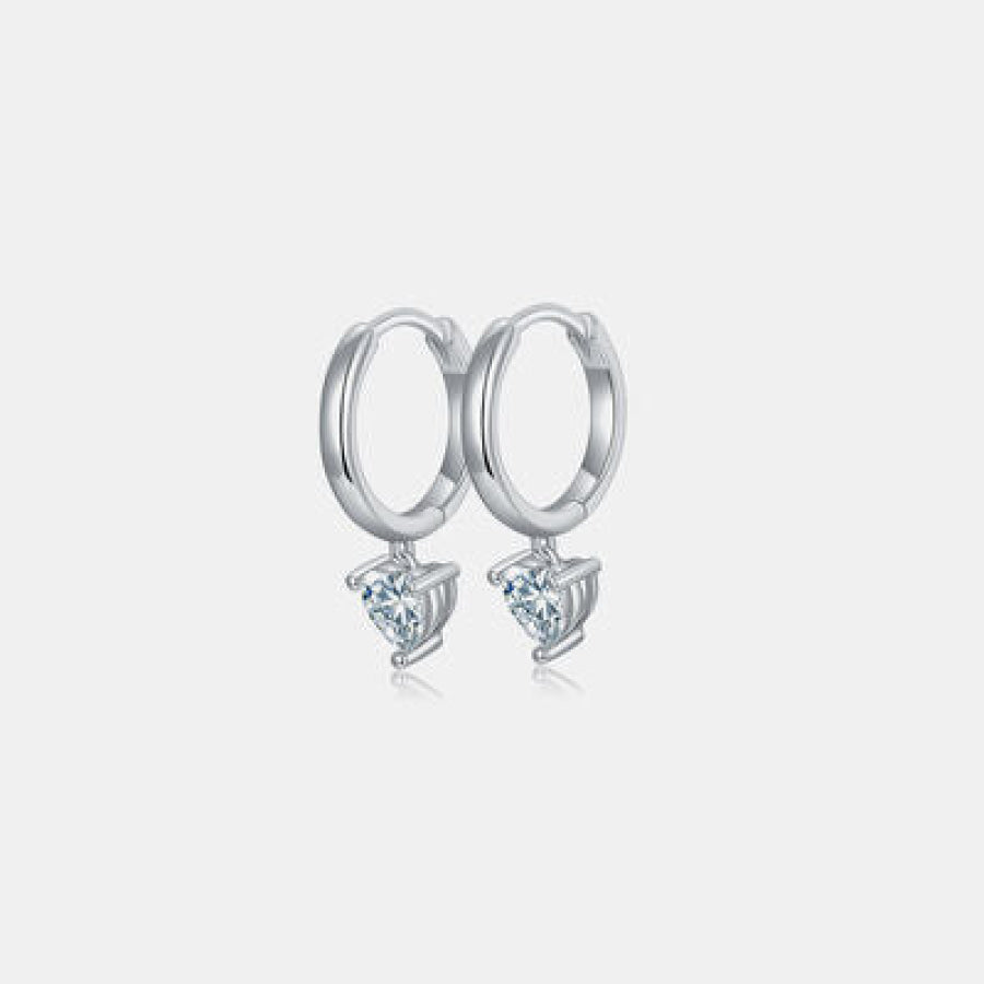 1 Carat Moissanite 925 Sterling Silver Heart Earrings Silver / One Size Apparel and Accessories