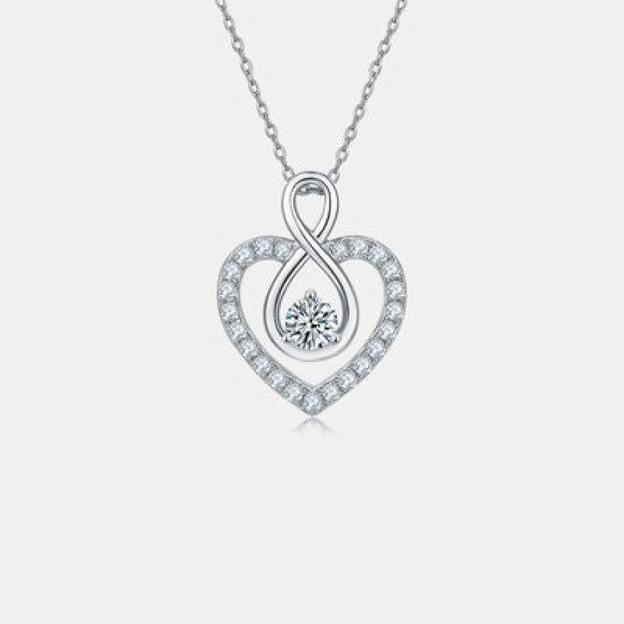 1 Carat Moissanite 925 Sterling Silver Heart Shape Necklace Apparel and Accessories