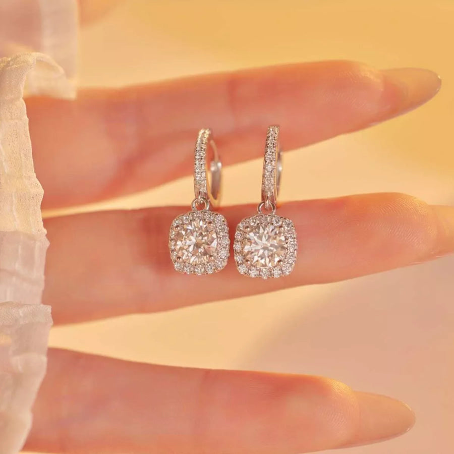 1 Carat Moissanite 925 Sterling Silver Hoop Drop Earrings Silver / onesize Apparel and Accessories