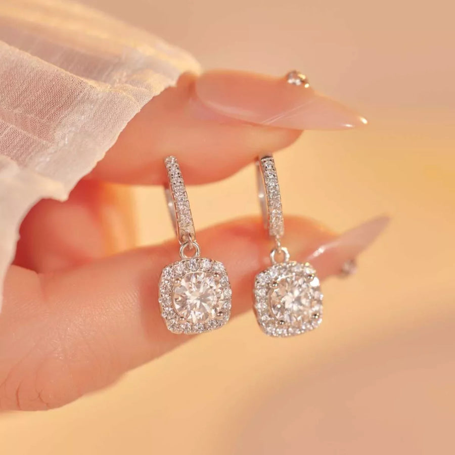 1 Carat Moissanite 925 Sterling Silver Hoop Drop Earrings Silver / onesize Apparel and Accessories