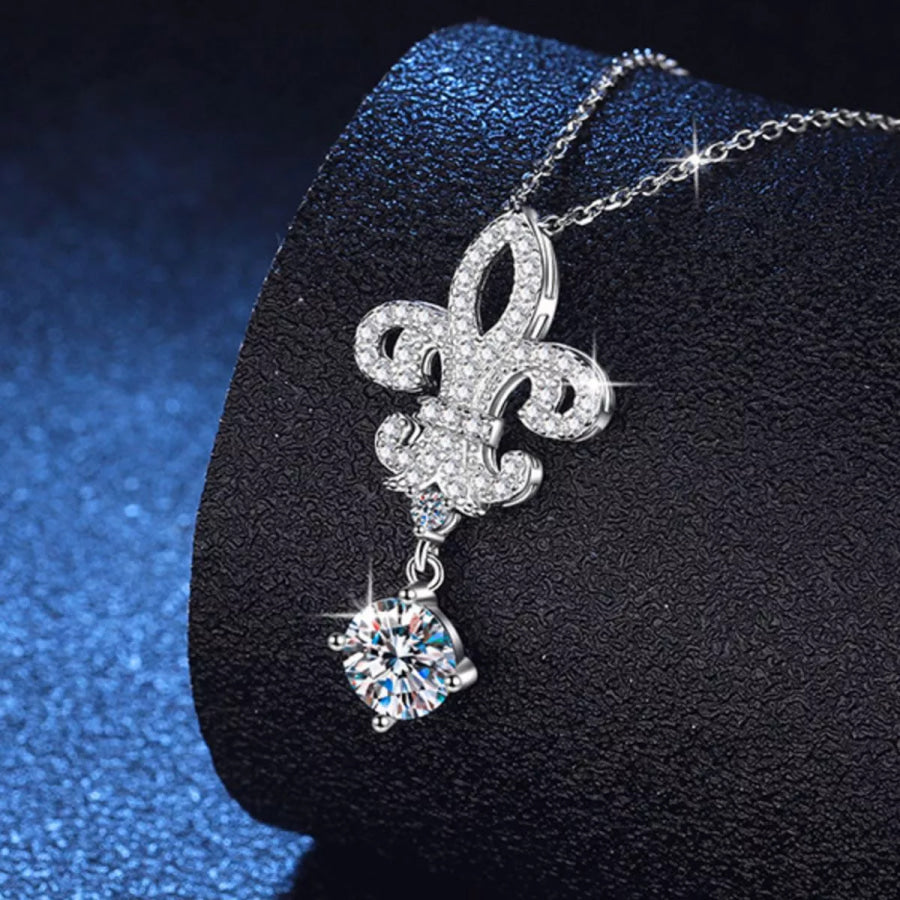 1 Carat Moissanite 925 Sterling Silver Iris Pendant Necklace Silver / onesize Apparel and Accessories