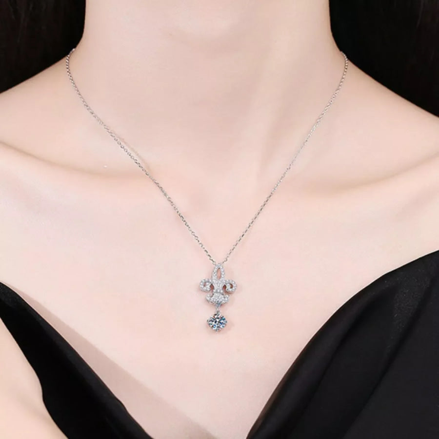 1 Carat Moissanite 925 Sterling Silver Iris Pendant Necklace Silver / onesize Apparel and Accessories
