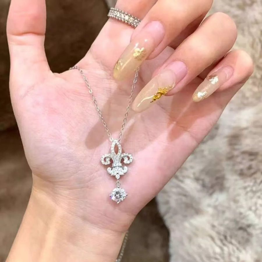 1 Carat Moissanite 925 Sterling Silver Iris Pendant Necklace Silver / onesize Apparel and Accessories