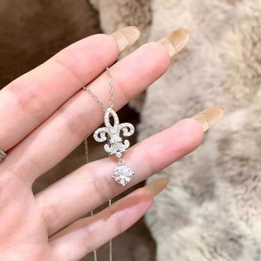 1 Carat Moissanite 925 Sterling Silver Iris Pendant Necklace Silver / onesize Apparel and Accessories
